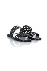 SOFIA MANTA Leather Sandal Black with Rhinestones