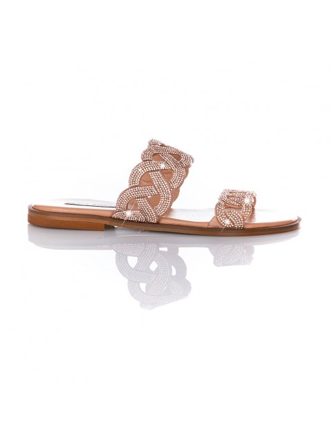SOFIA MANTA Leather rose gold women's sandals
