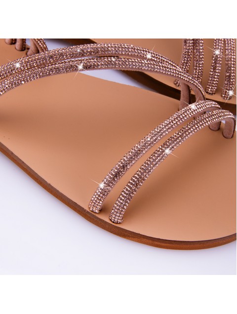 SOFIA MANTA Rose gold leather women's sandals