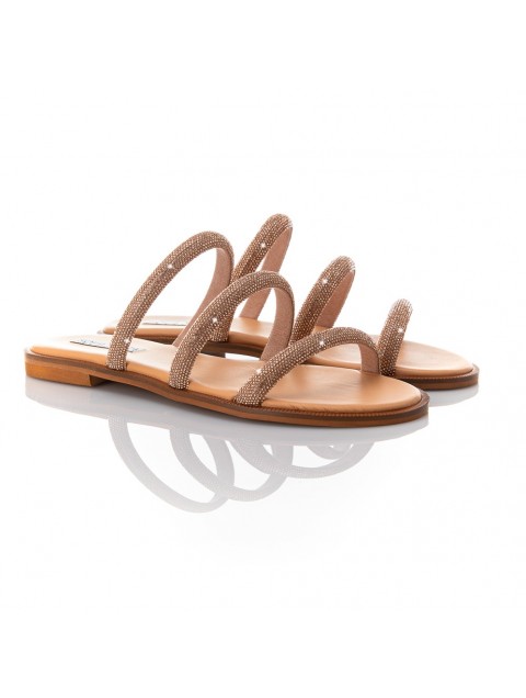 SOFIA MANTA Leather rose gold women's sandals