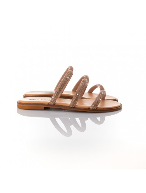SOFIA MANTA Leather rose gold women's sandals