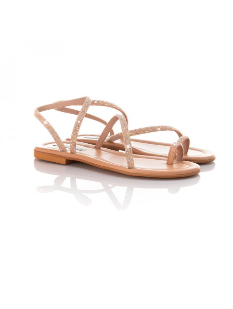 SOFIA MANTA Leather women's sandals in natural color