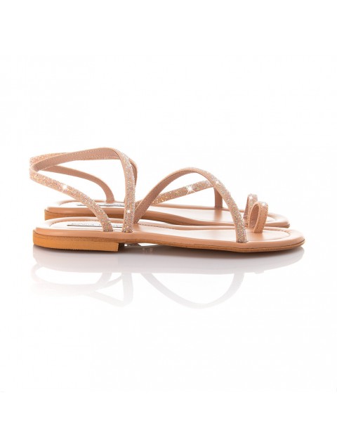 SOFIA MANTA Leather women's sandals in natural color
