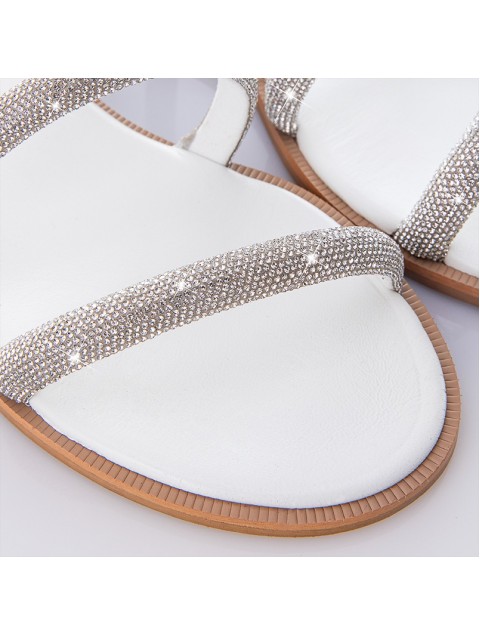 SOFIA MANTA Leather White Silver women's sandals