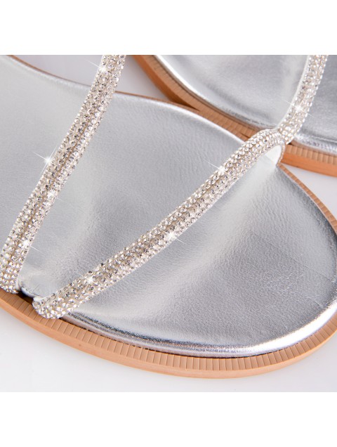 SOFIA MANTA Silver leather women's sandals