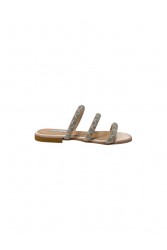 SOFIA MANTA Leather Silver Women's Sandals