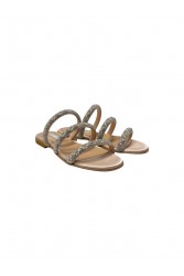SOFIA MANTA Leather Silver Women's Sandals