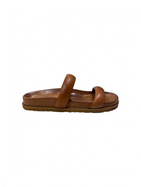 SOFIA MANTA Tan Leather Women's Fussbett Sandals