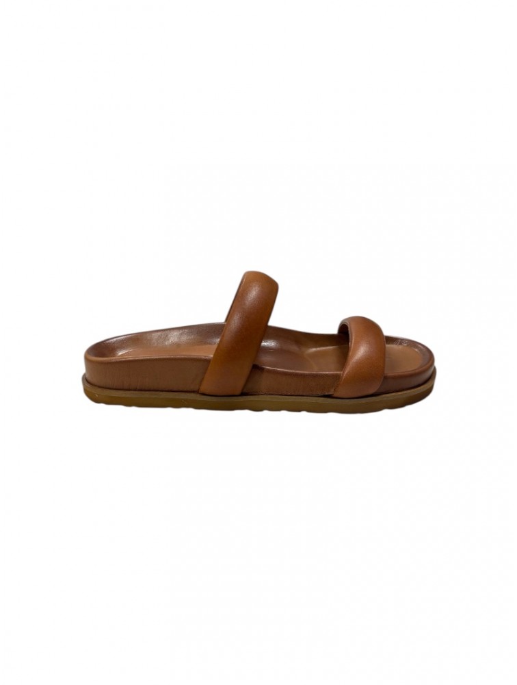 SOFIA MANTA Tan Leather Women's Fussbett Sandals