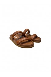 SOFIA MANTA Tan Leather Women's Fussbett Sandals