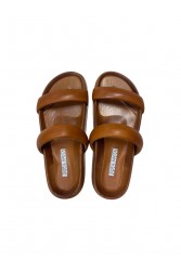 SOFIA MANTA Tan Leather Women's Fussbett Sandals