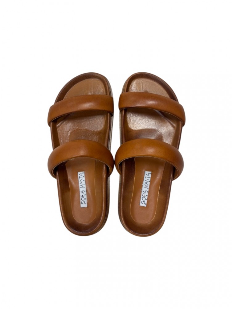 SOFIA MANTA Tan Leather Women's Fussbett Sandals