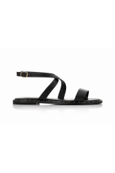 SOFIA MANTA Leather Sandal Black Δερμάτινα Μαύρα Γυναικεία Σανδάλια