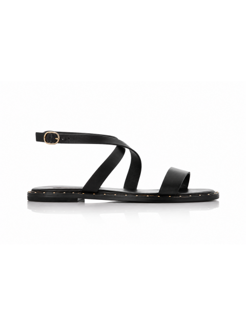 SOFIA MANTA Leather Sandal Black Δερμάτινα Μαύρα Γυναικεία Σανδάλια