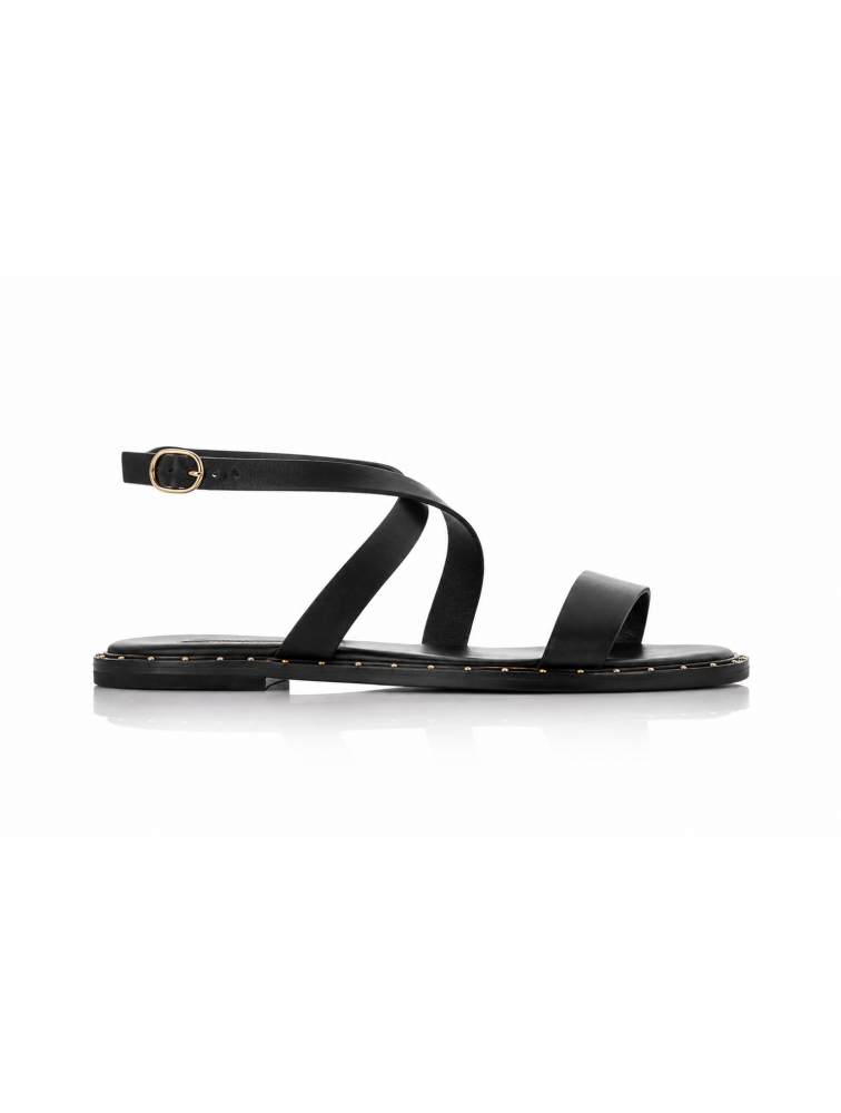 SOFIA MANTA Leather Sandal Black Δερμάτινα Μαύρα Γυναικεία Σανδάλια