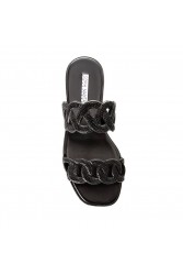 SOFIA MANTA Leather Sandal Black with Rhinestones