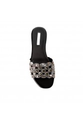 SOFIA MANTA Leather Sandal Black with Rhinestones