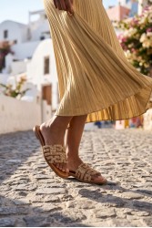 SOFIA MANTA Leather Sandal Gold with Rhinestones