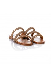 SOFIA MANTA Leather Sandal Gold with Strass