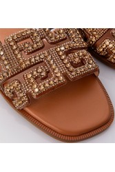 SOFIA MANTA Leather Sandal Gold with Rhinestones
