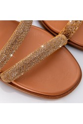 SOFIA MANTA Leather Sandal Gold with Strass