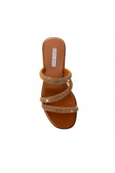 SOFIA MANTA Leather Sandal Gold with Strass