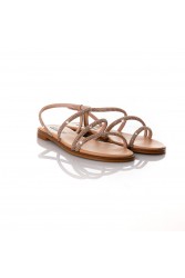 SOFIA MANTA Leather Sandal Peach with Strass