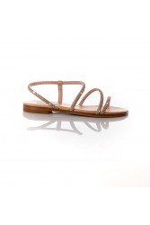 SOFIA MANTA Leather Sandal Peach with Strass