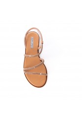 SOFIA MANTA Leather Sandal Peach with Strass