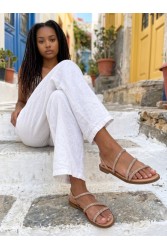 SOFIA MANTA Leather Sandal Peach with Strass