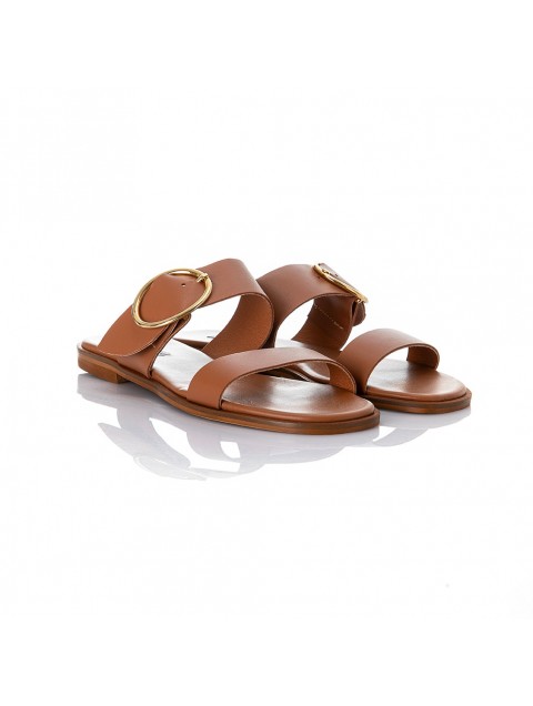 SOFIA MANTA Leather Sandal Tabac Δερμάτινα Ταμπά Γυναικεία Σανδάλια