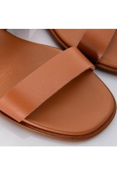 SOFIA MANTA Leather Sandal Tabac