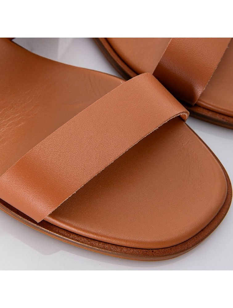 SOFIA MANTA Leather Sandal Tabac