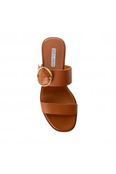 SOFIA MANTA Leather Sandal Tabac