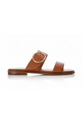 SOFIA MANTA Leather Sandal Tabac