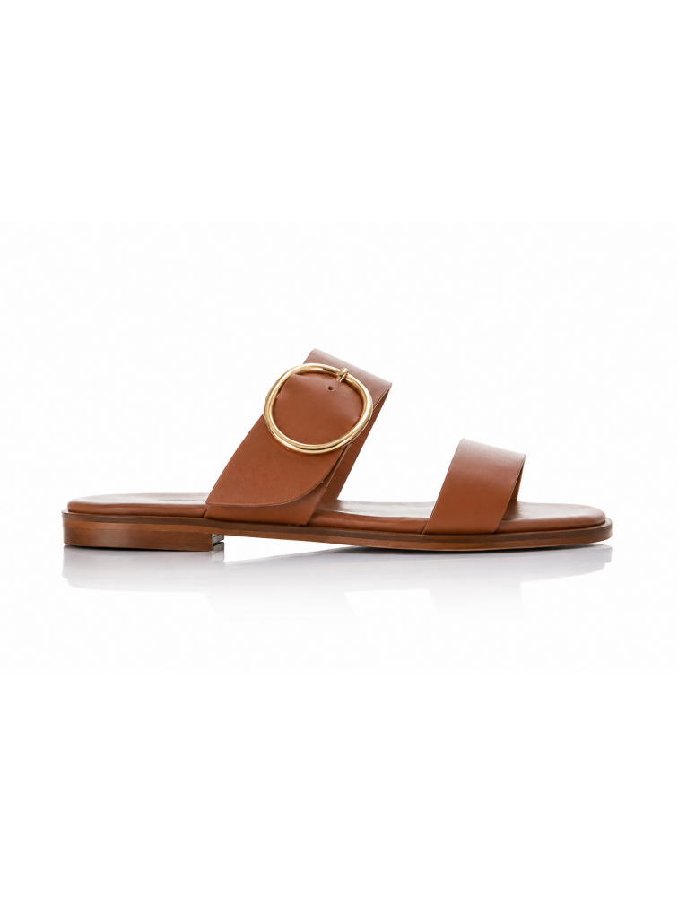 SOFIA MANTA Leather Sandal Tabac