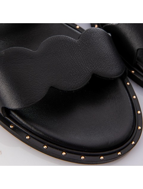 SOFIA MANTA Black Leather Women's Sandals