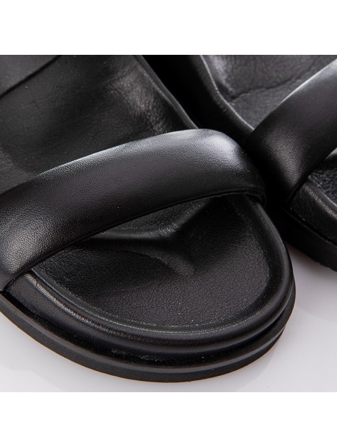 SOFIA MANTA Black Leather Women's Sandals Fussbett