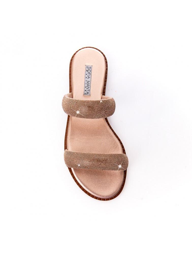 SOFIA MANTA Leather rose gold women's sandals