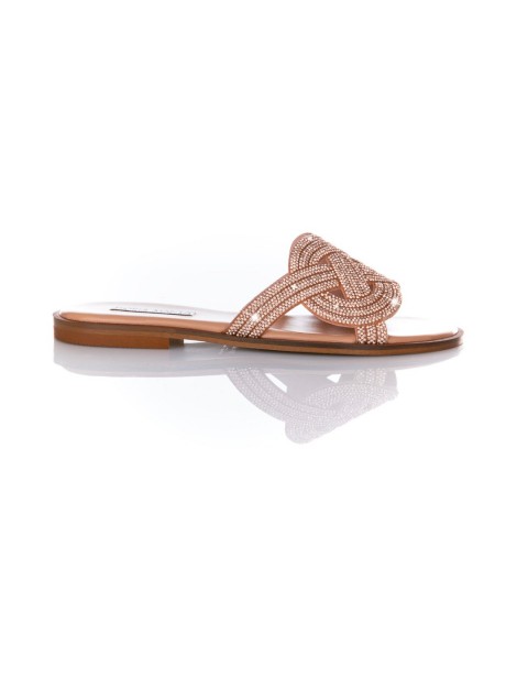 SOFIA MANTA Leather rose gold women's sandals