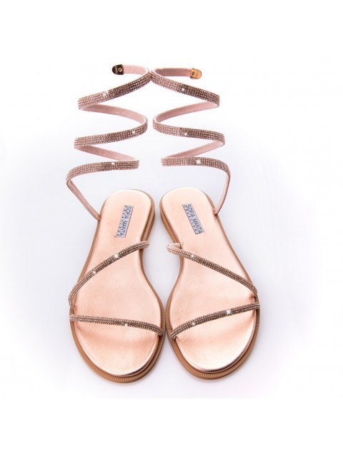 SOFIA MANTA Leather rose gold women's sandals