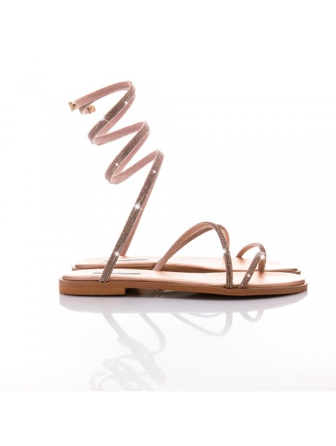 SOFIA MANTA Leather rose gold women's sandals