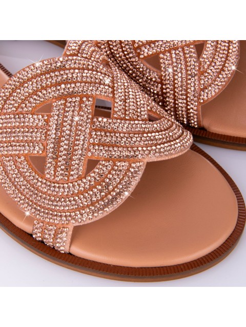 SOFIA MANTA Leather rose gold women's sandals