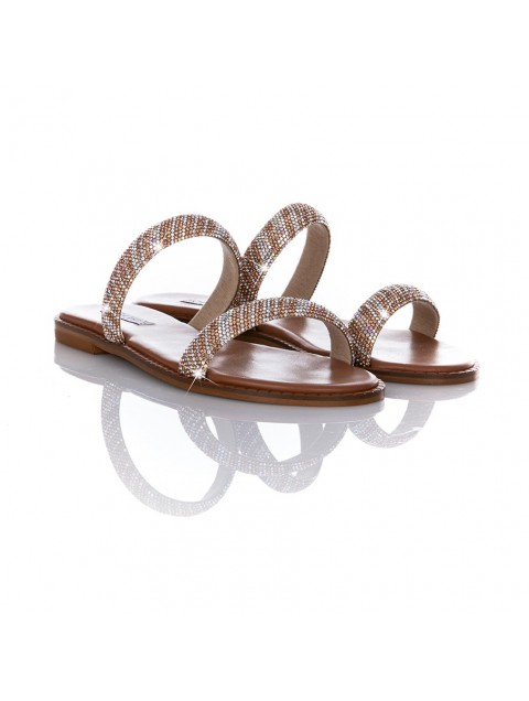 SOFIA MANTA Leather Gold Tan women's sandals
