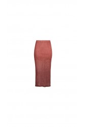 STEFANIA VAIDANI Juliaca Lurex Maxi Skirt Λούρεξ Σομόν Μάξι Φούστα