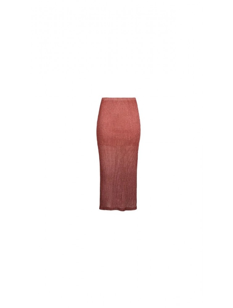 STEFANIA VAIDANI Juliaca Lurex Maxi Skirt Λούρεξ Σομόν Μάξι Φούστα