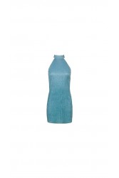 STEFANIA VAIDANI Huaraz Lurex Knitt Dress Λούρεξ Μπλε Φόρεμα