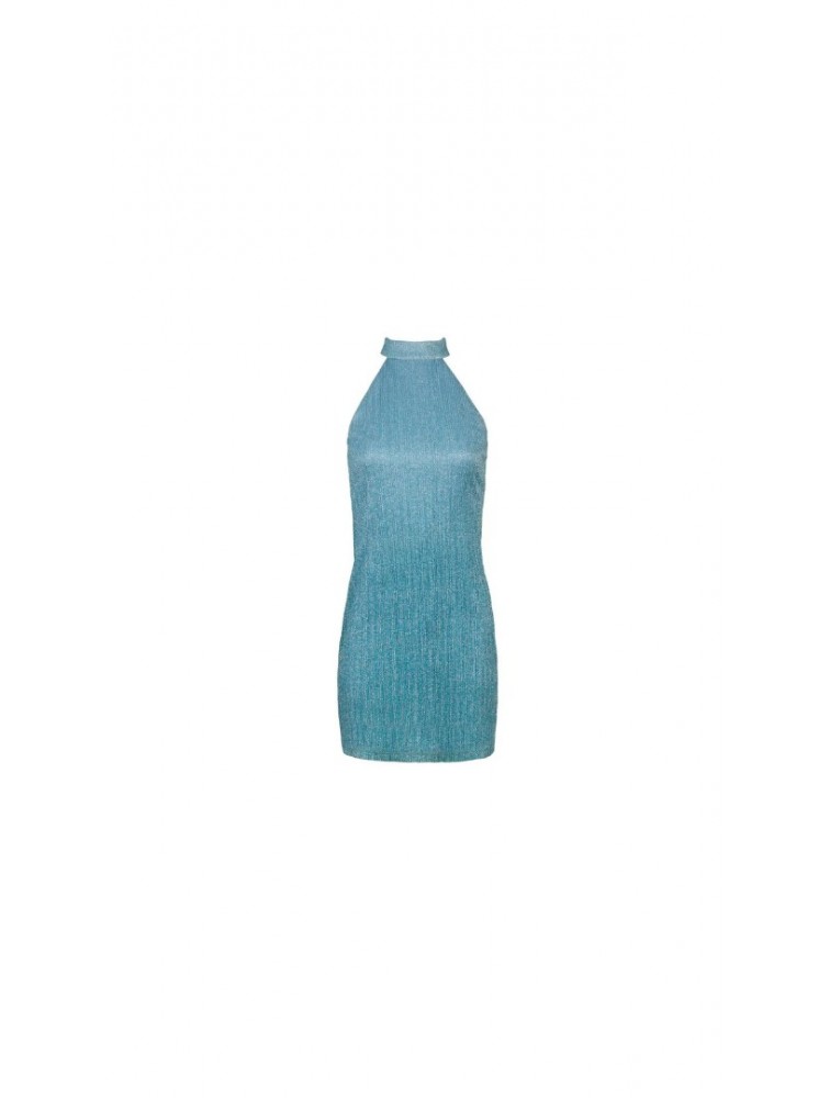 STEFANIA VAIDANI Huaraz Lurex Knitt Dress Λούρεξ Μπλε Φόρεμα