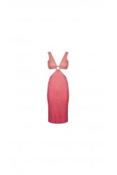STEFANIA VAIDANI Juliaca Lurex Cut Out Dress Λούρεξ Ροζ Φόρεμα
