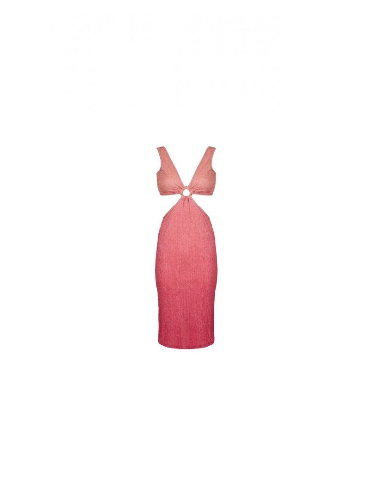STEFANIA VAIDANI Juliaca Lurex Cut Out Dress Λούρεξ Ροζ Φόρεμα